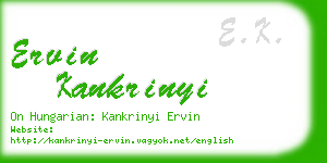 ervin kankrinyi business card